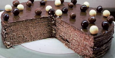 Tarta de huesitos o tarta de chocolate con obleas